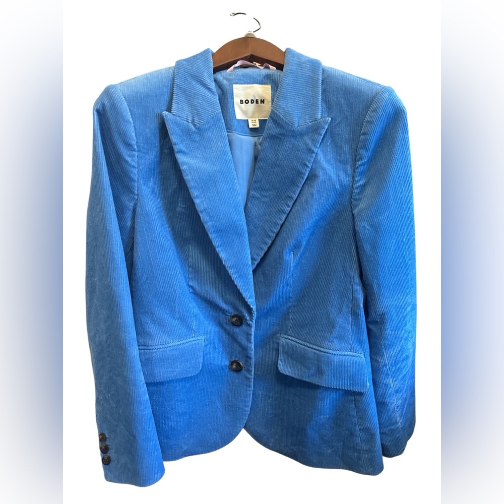 Boden Blue Corduroy Blazer Suit Jacket & Matching Pants Set Size 14 Women’s - Picture 3 of 12